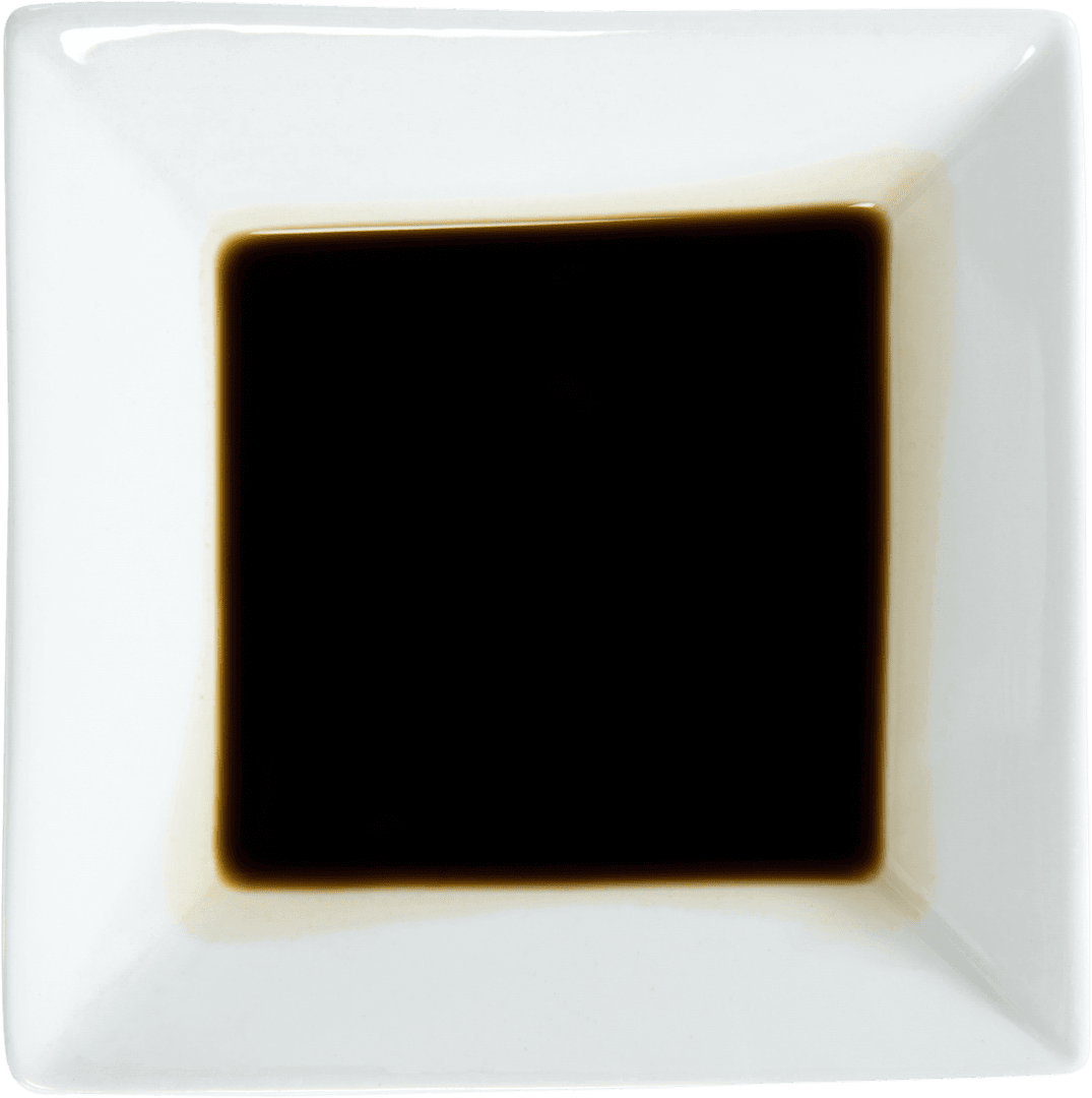 Top View of Soy Sauce in Transparent Container