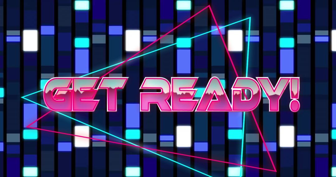 Futuristic Get Ready Text on Digital Geometric Background