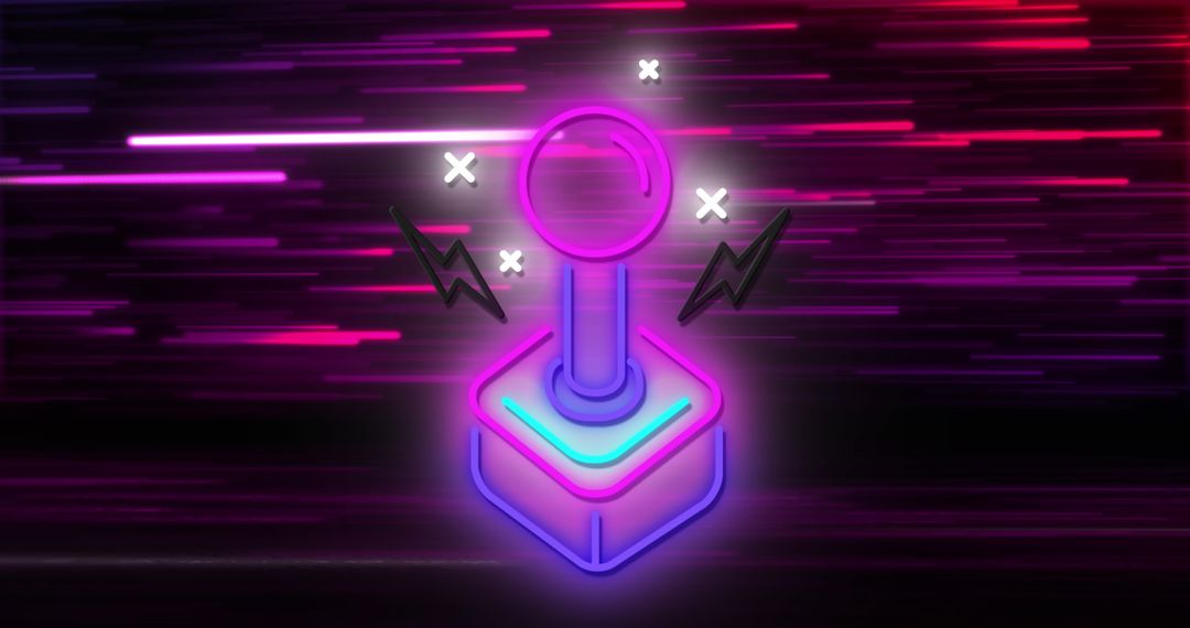 Retro Futuristic Arcade Gamepad Icon with Neon Light Trails - Free Images, Stock Photos and Pictures on Pikwizard.com