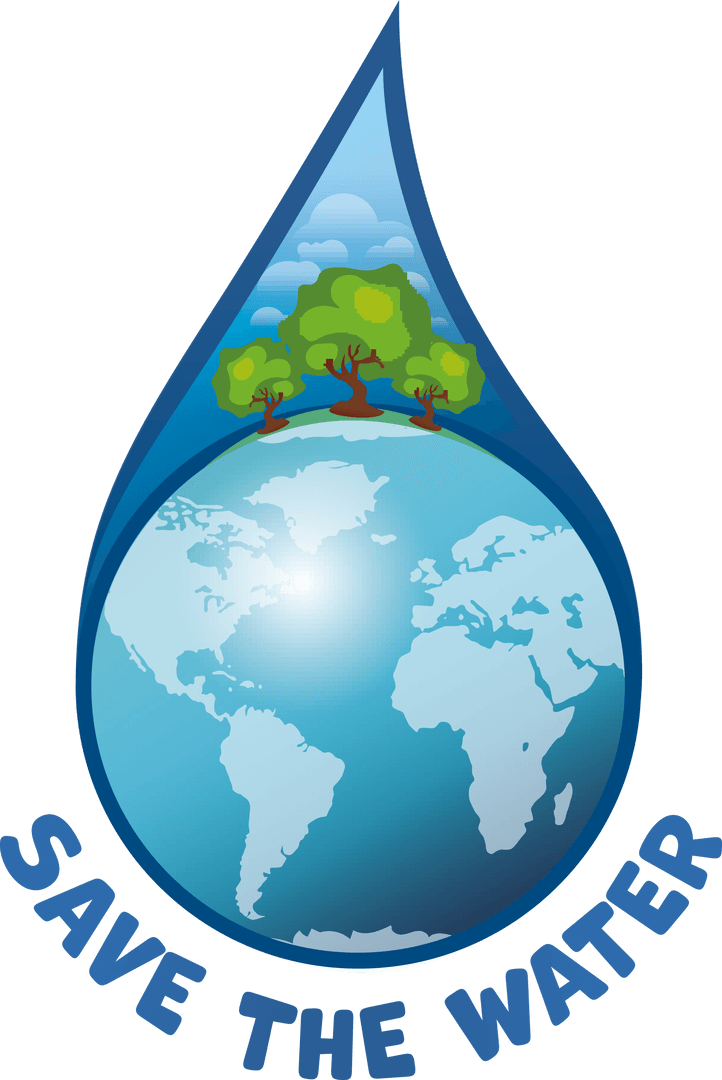 Transparent Water Conservation Illustration with Globe