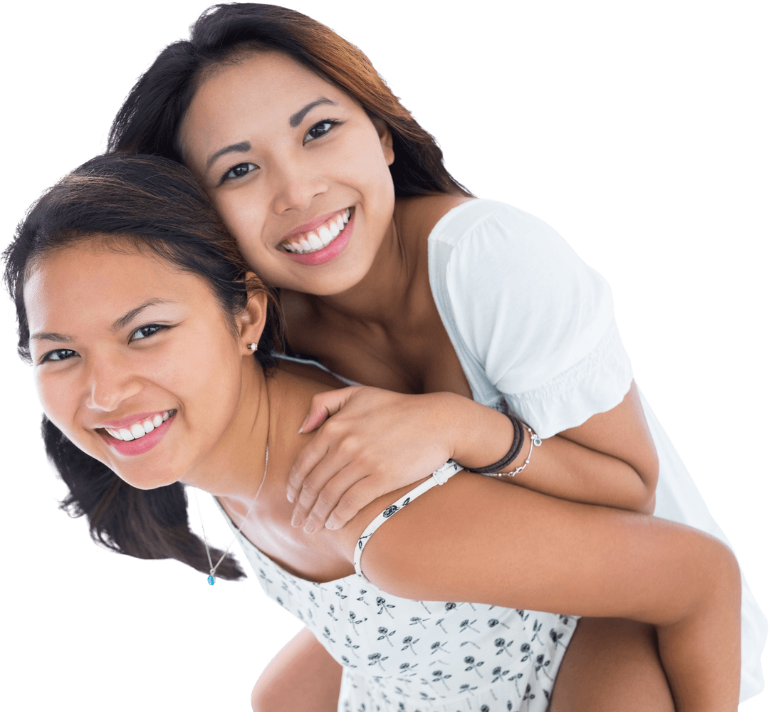 Sisters Enjoying Summer Day Piggyback Ride Transparent Background