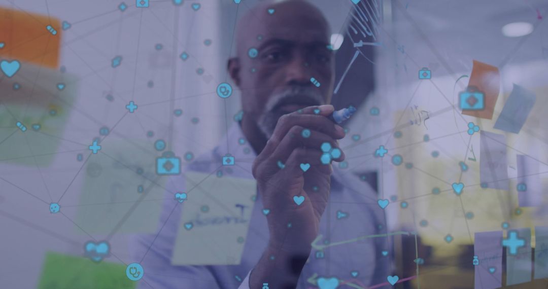 Businessman Brainstorming Complex Media Network