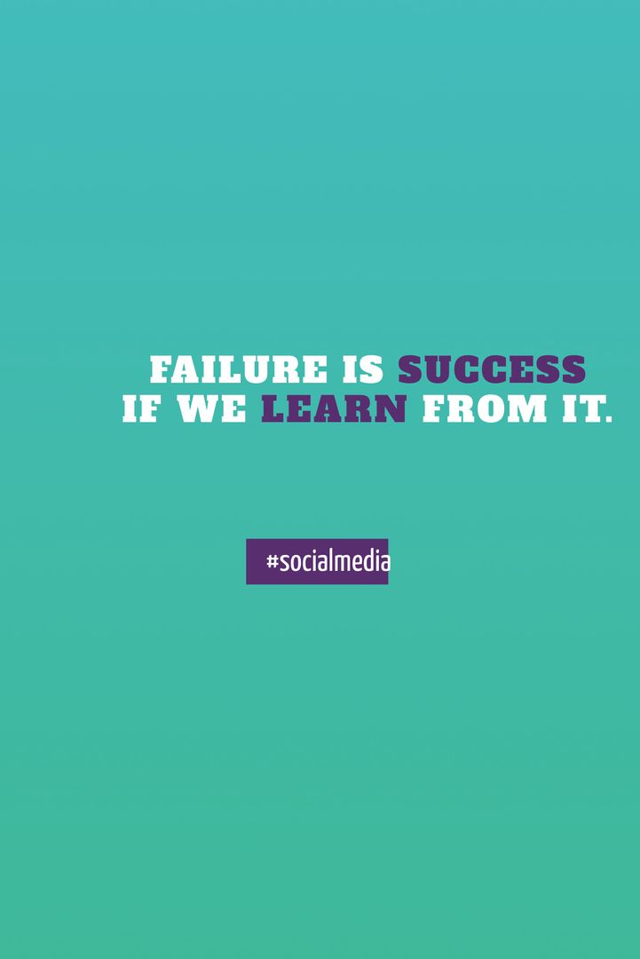 Inspirational Quote on Learning from Failure on Teal Background - Download Free Stock Templates Pikwizard.com