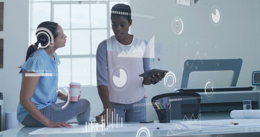 Business Colleagues Analyzing Financial Trends with Digital Analytics