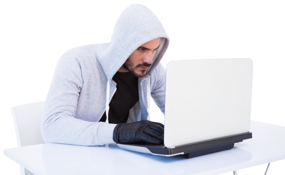 Transparent Isolated Photo of Focused Caucasian Male Hacker Using Laptop - Download Free Stock Images Pikwizard.com