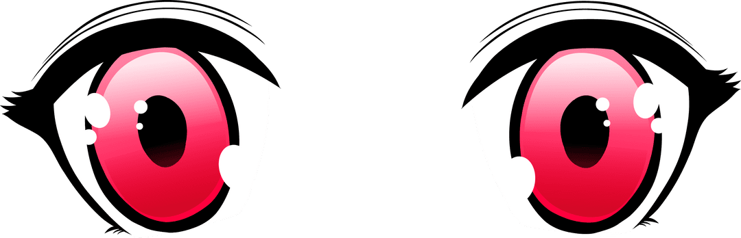Expressive Red Anime Eyes with Black Pupils on Transparent Background