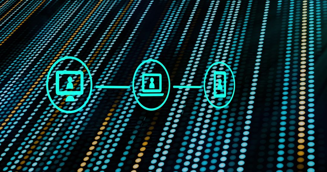 Digital Interface with Security Icons and Data Flow Patterns - Free Images, Stock Photos and Pictures on Pikwizard.com