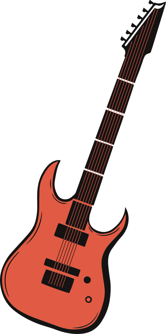 Stylized Red Electric Guitar Icon Transparent Background