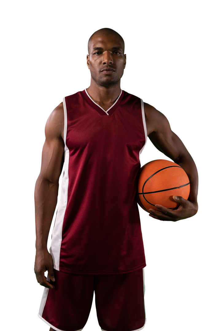 Confident African American Basketball Player with Ball on Transparent Background - Download Free Stock Images Pikwizard.com