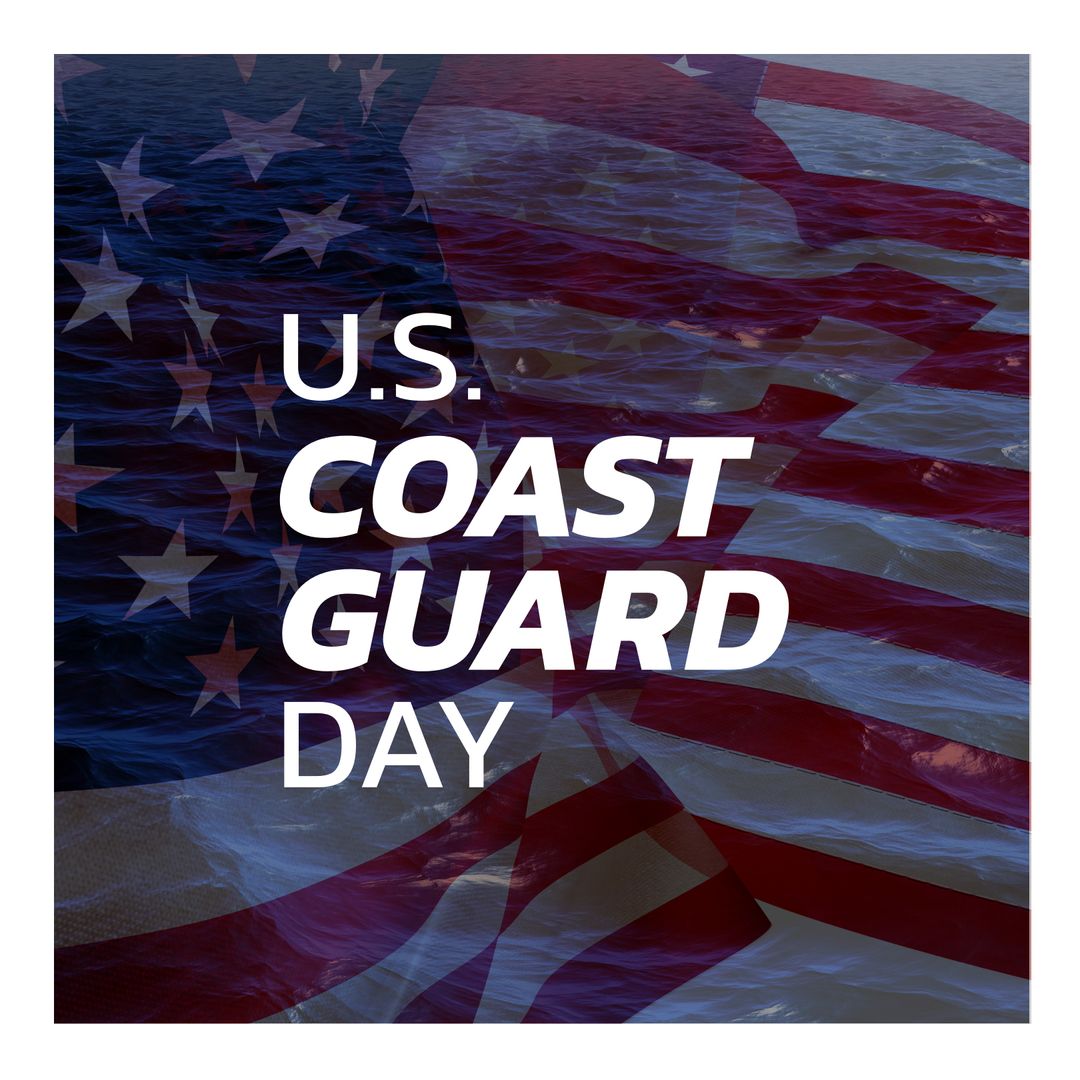 U.S. Coast Guard Day Celebration with American Flag Overlay
