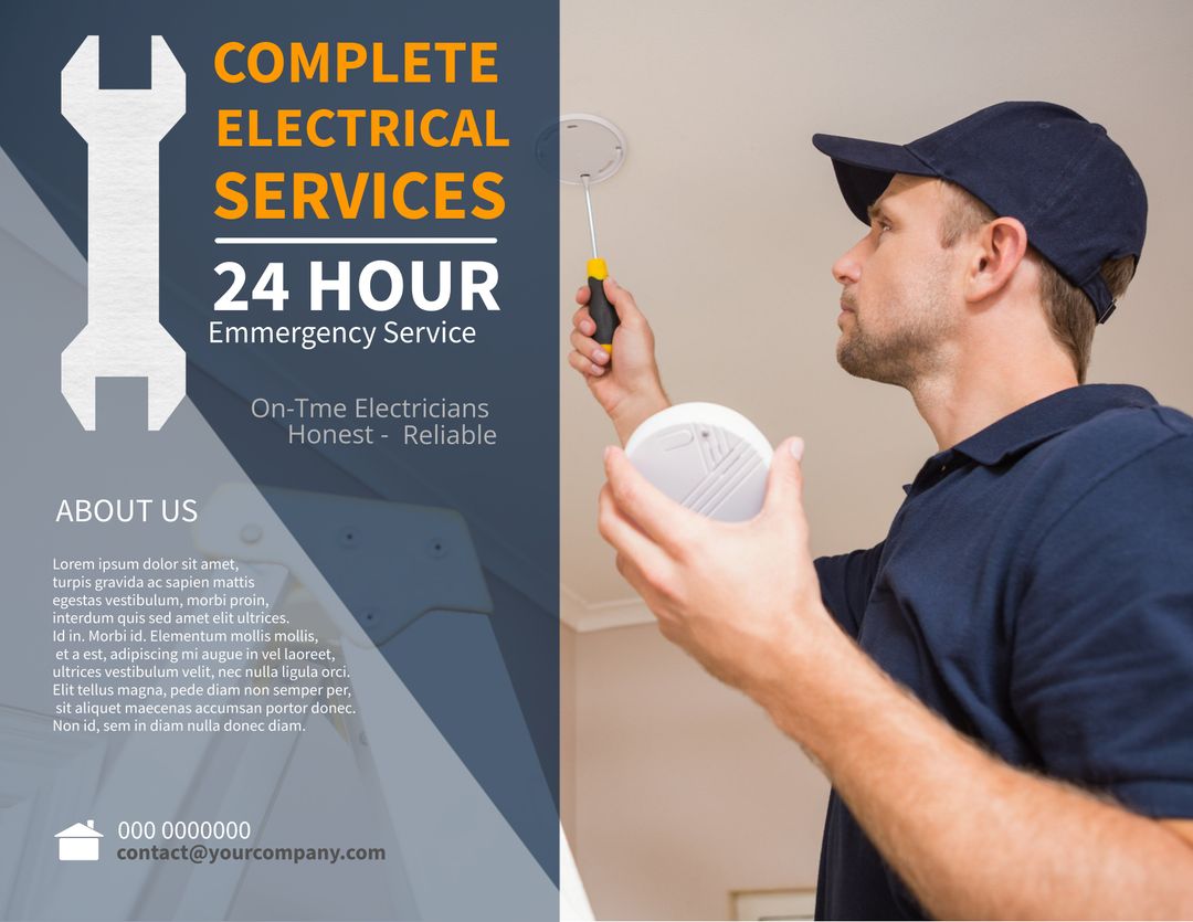 Professional Electrical Services and Smoke Detector Installation - Download Free Stock Templates Pikwizard.com