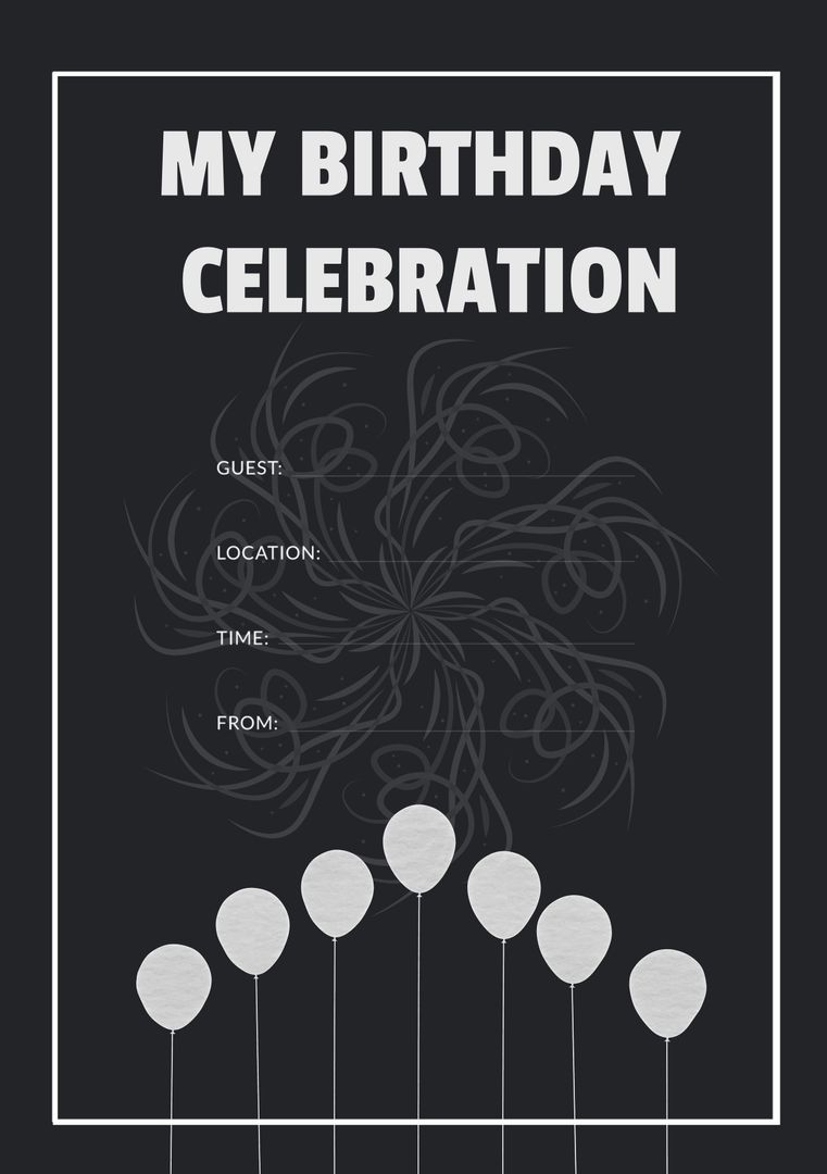 Elegant Birthday Invitation with Swirling Design Template