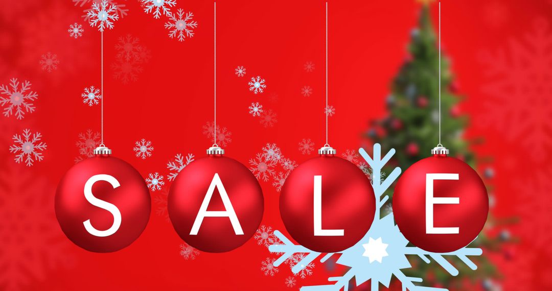 Holiday Sale Banner with Christmas Decorations and Falling Snowflakes - Free Images, Stock Photos and Pictures on Pikwizard.com