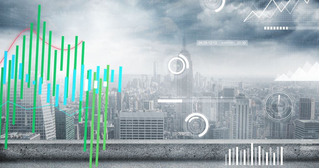 Digital Graphs and Data Interface Over Urban Skyline