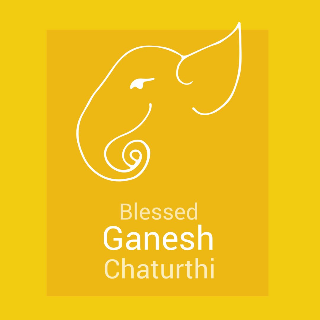 Elegant Ganesh Chaturthi Greeting with Elephant Graphic