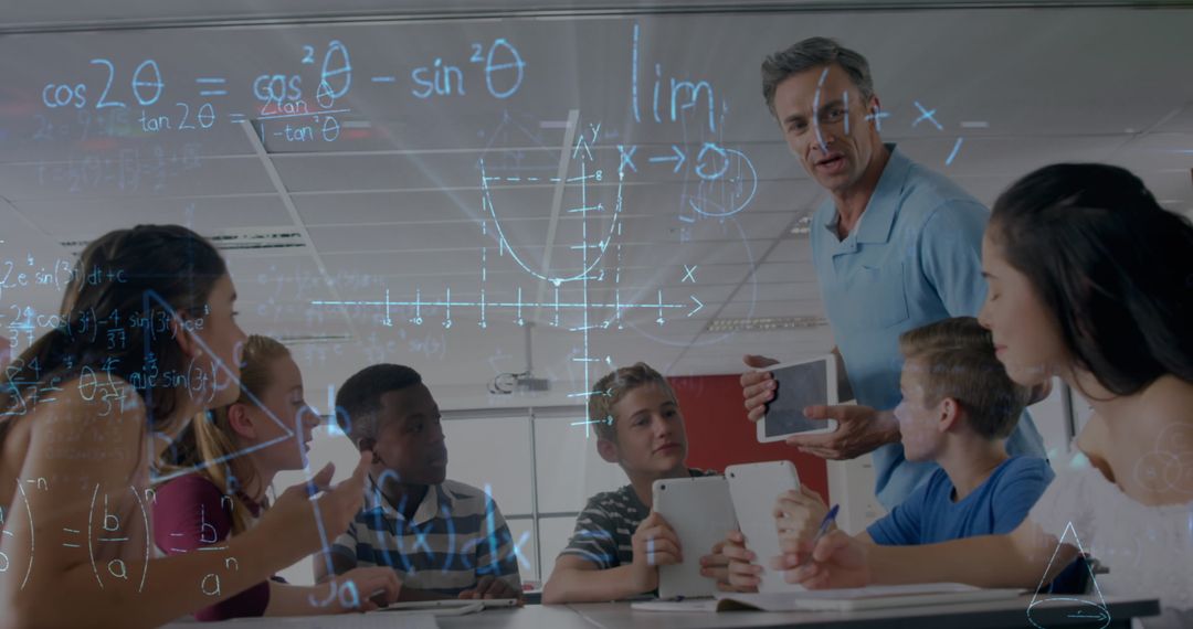 Teacher Guiding Students in Interactive Math Class with Technology