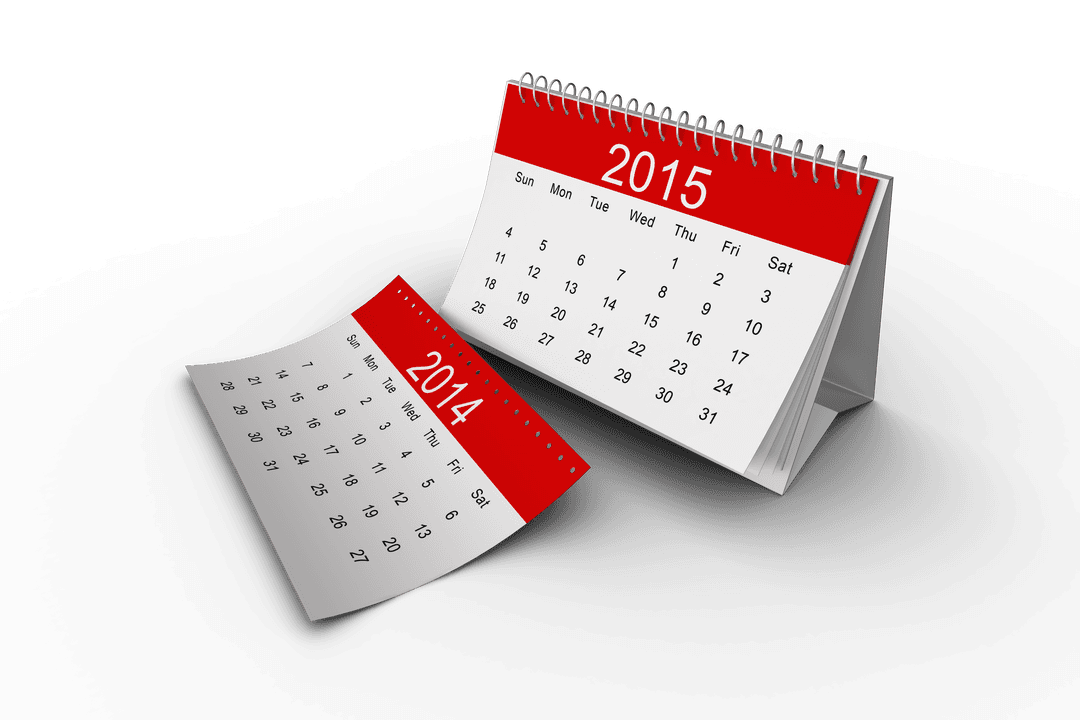 Transparent Calendar Page Falling Indicating 2015 Transition
