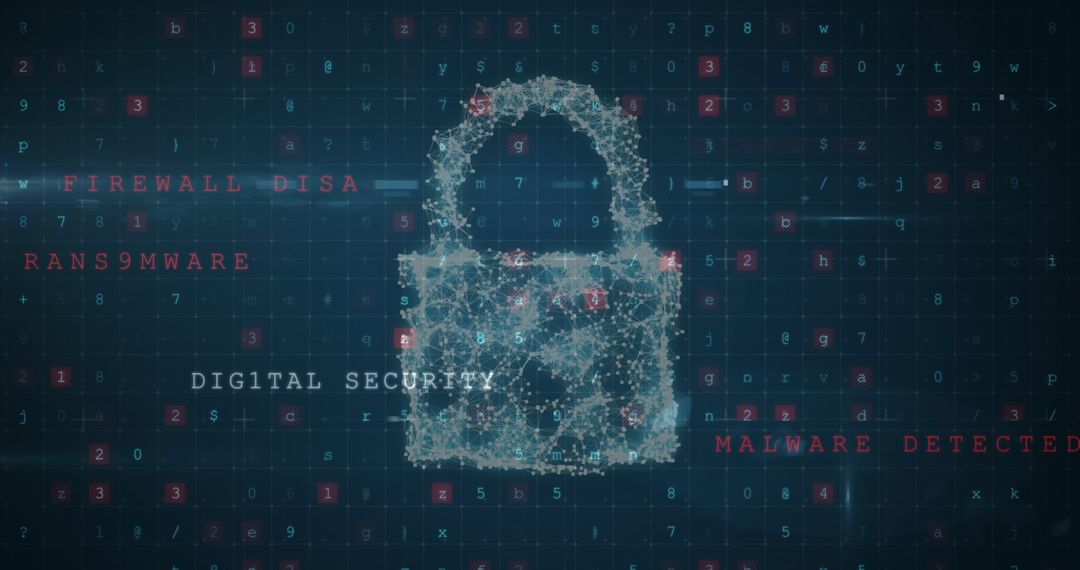 Digital Padlock Illustration on Dynamic Data Stream Background