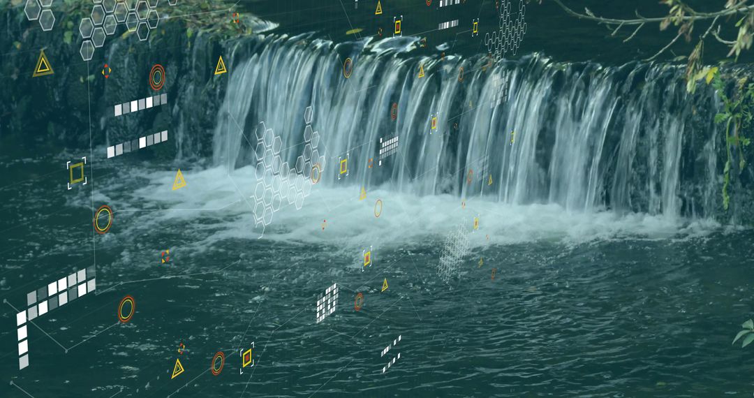 Futuristic Technology Concept with Cascade Waterfall