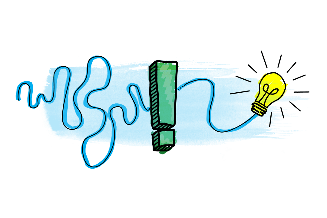 Creative Light Bulb with Exclamation Mark on Transparent Background