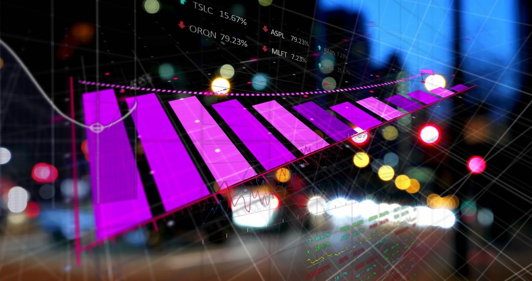 Innovative Graph Analyzing Data Over Vibrant Cityscape