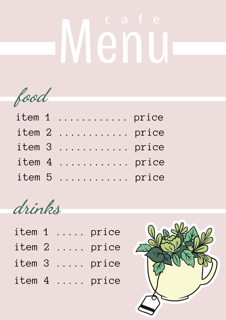 Minimalist Café Menu Template with Cozy Eco-Friendly Plant Design - Download Free Stock Templates Pikwizard.com