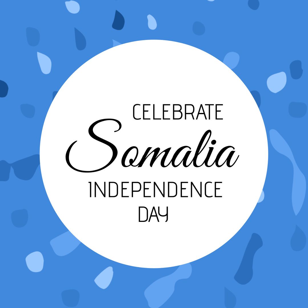 Somalia Independence Day Celebration Graphic with White Circle on Blue Background - Download Free Stock Templates Pikwizard.com