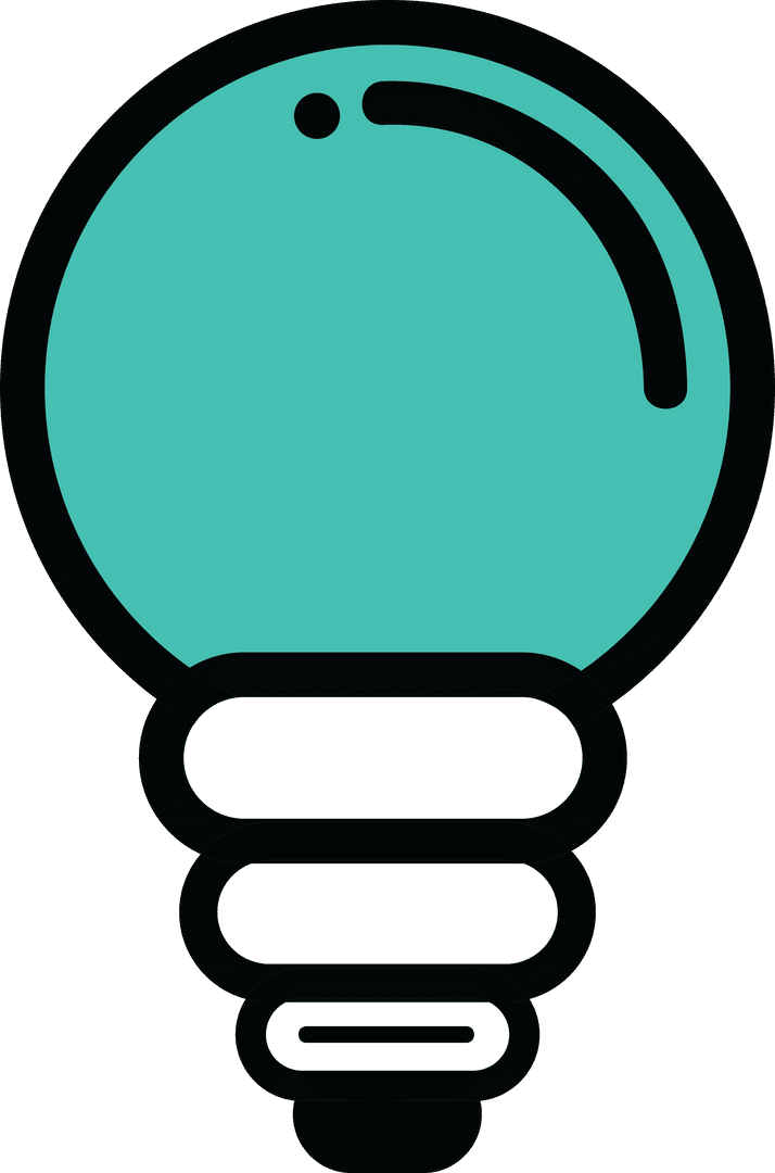 Green Light Bulb Illustration on Transparent Background