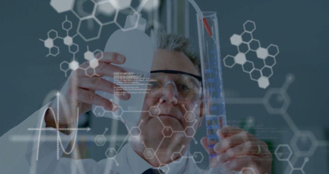 Caucasian Scientist Analyzing Chemical Solution in Laboratory