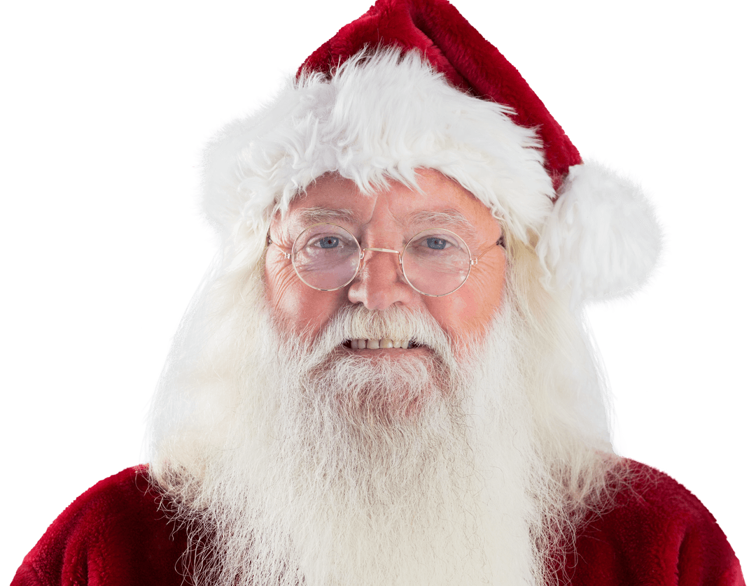 Transparent Background Smiling Santa in Traditional Costume