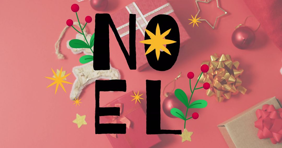 Festive NOEL Holiday Design with Gifts and Decorations