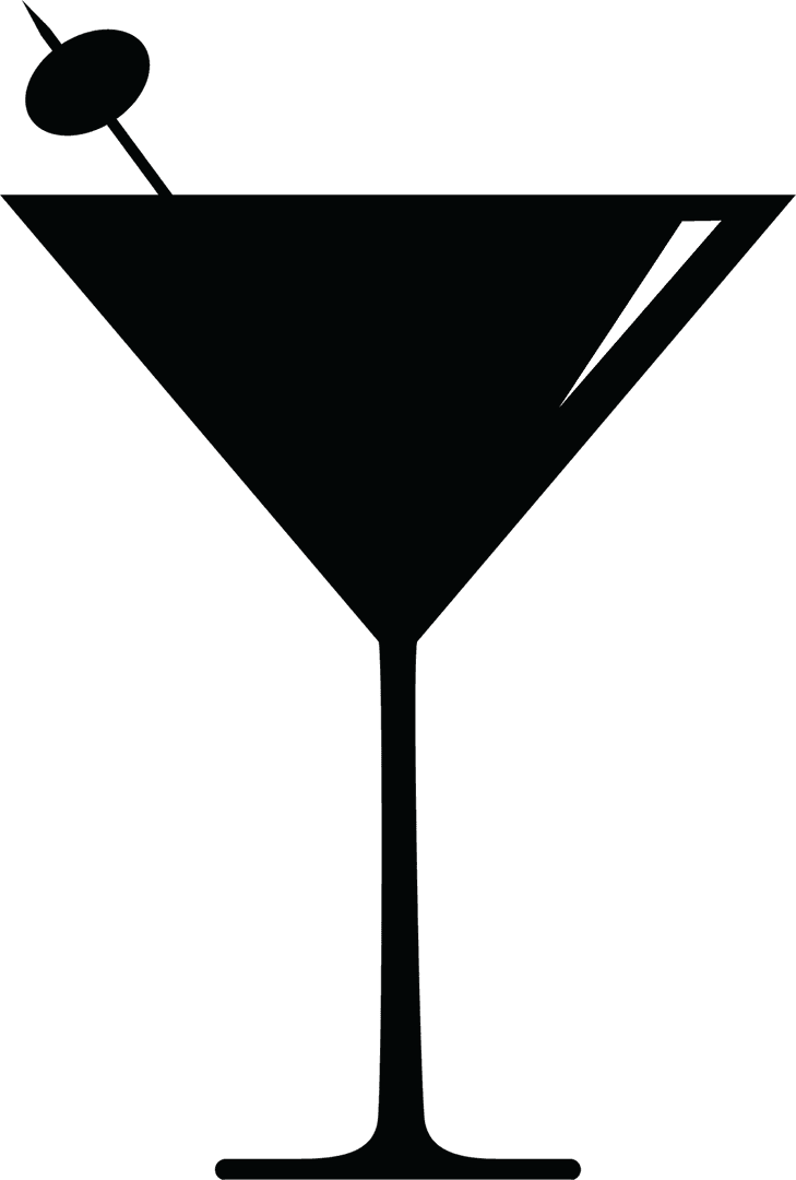 Martini Glass Silhouette on Transparent Background for Party Celebrations