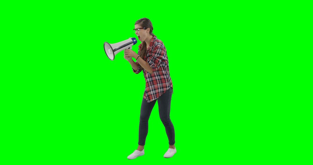 Young Woman Using Megaphone on Green Screen Background - Free Images, Stock Photos and Pictures on Pikwizard.com