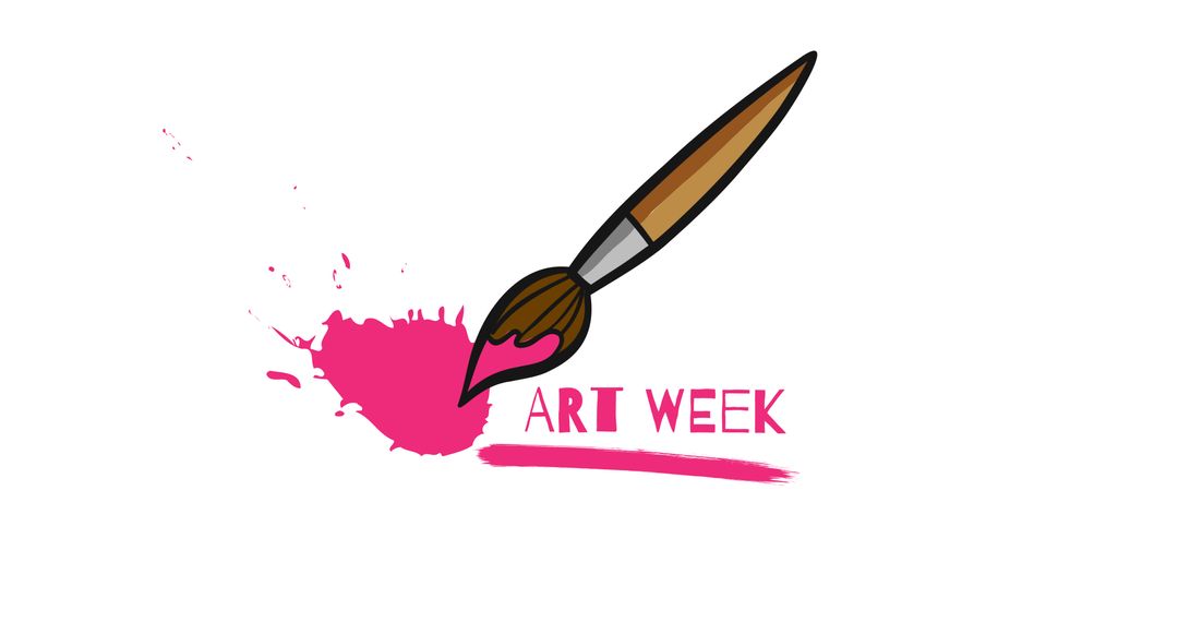 Art Week Concept with Paintbrush and Pink Paint Splash