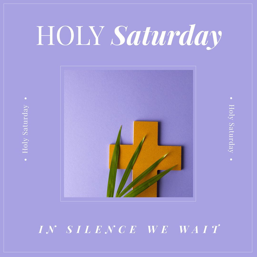 Holy Saturday Religious Composition with Cross and Palm Leafs