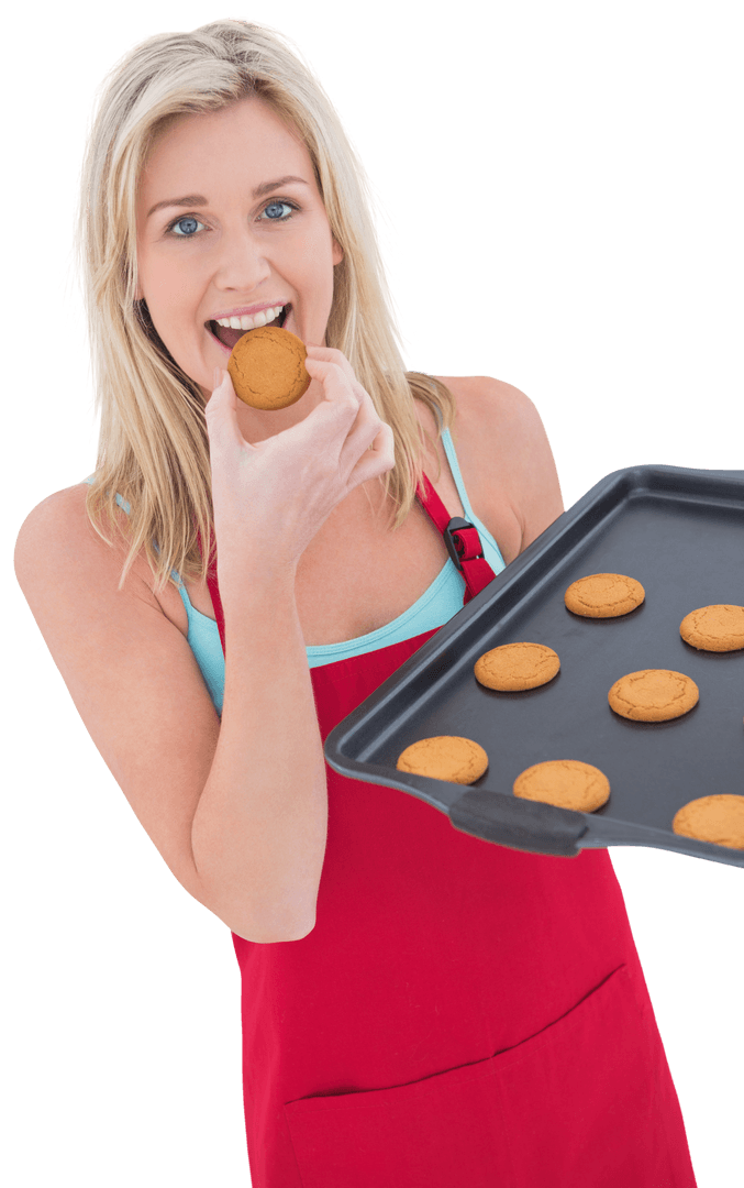 Blonde Woman Enjoying Cookies Transparent Isolated Bakery Concept