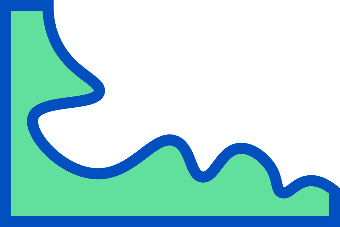 Transparent Vector of Organic Green Wavy Shape with Blue Border