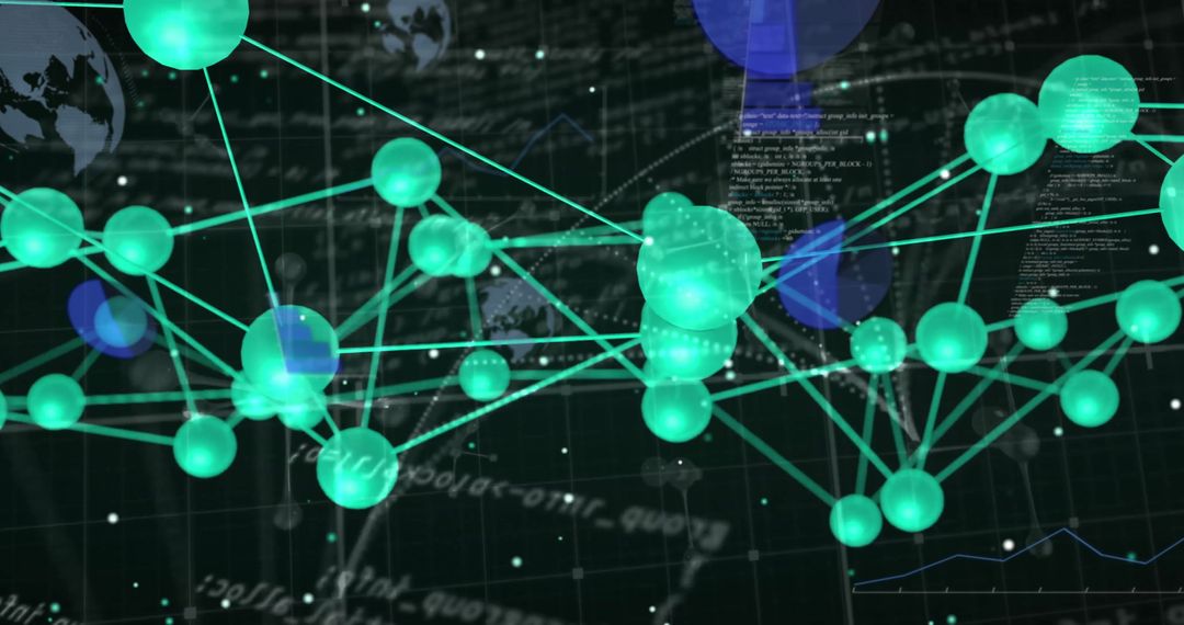 Glowing Green Spheres Creating Tech Network Visual Matrix