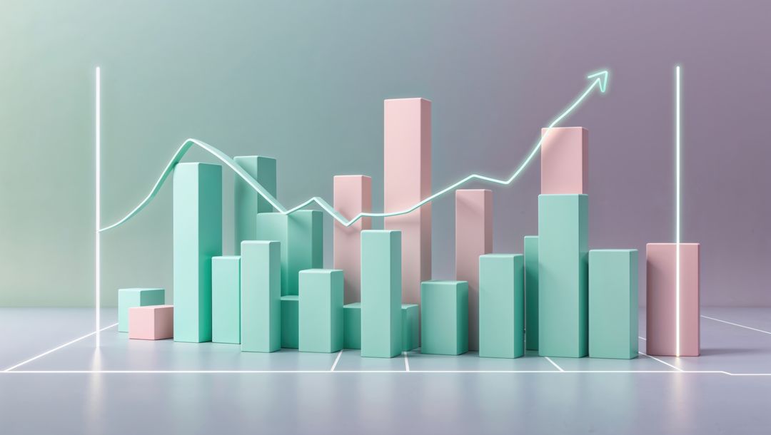 3D Data Visualization with Bar Graph and Glowing Trend Line