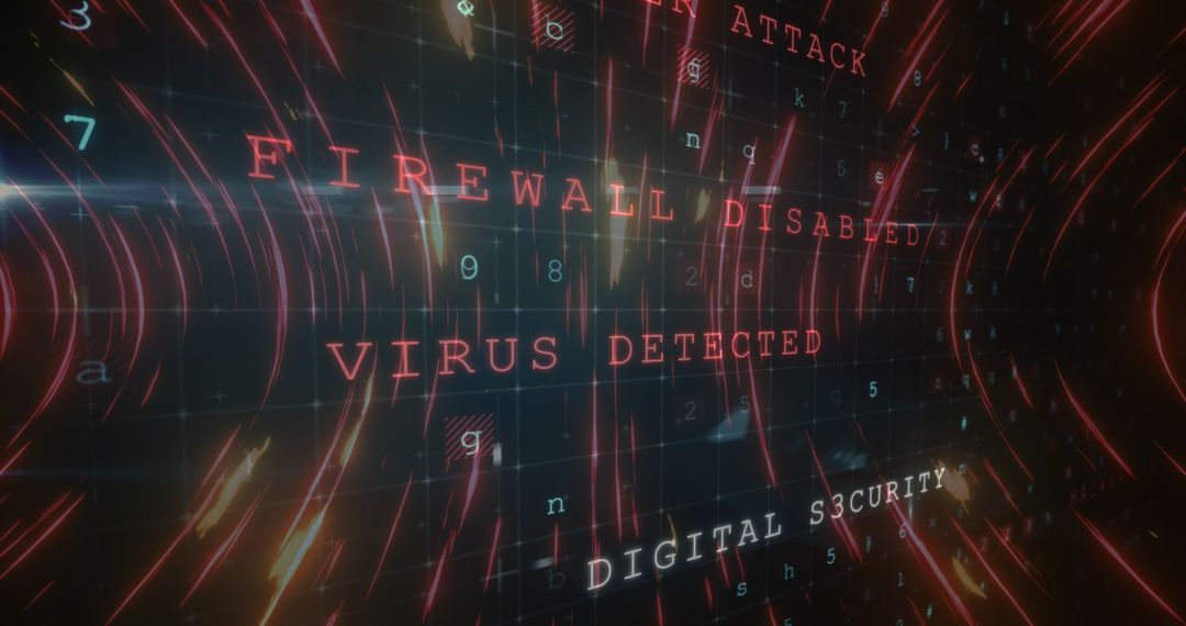 Digital Security Breach Technology Interface with Warning Messages