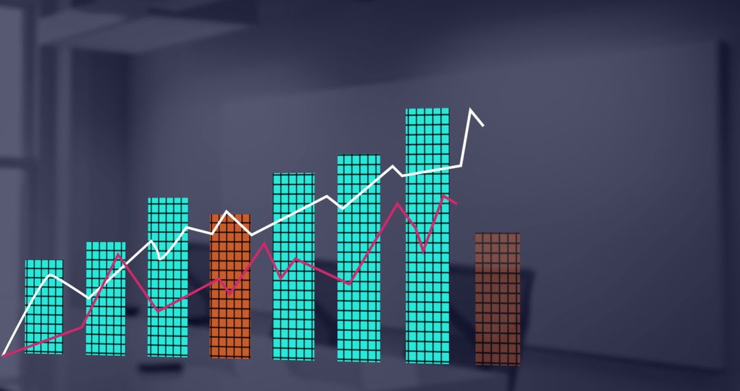 Business Growth Graph in Modern Empty Office Background