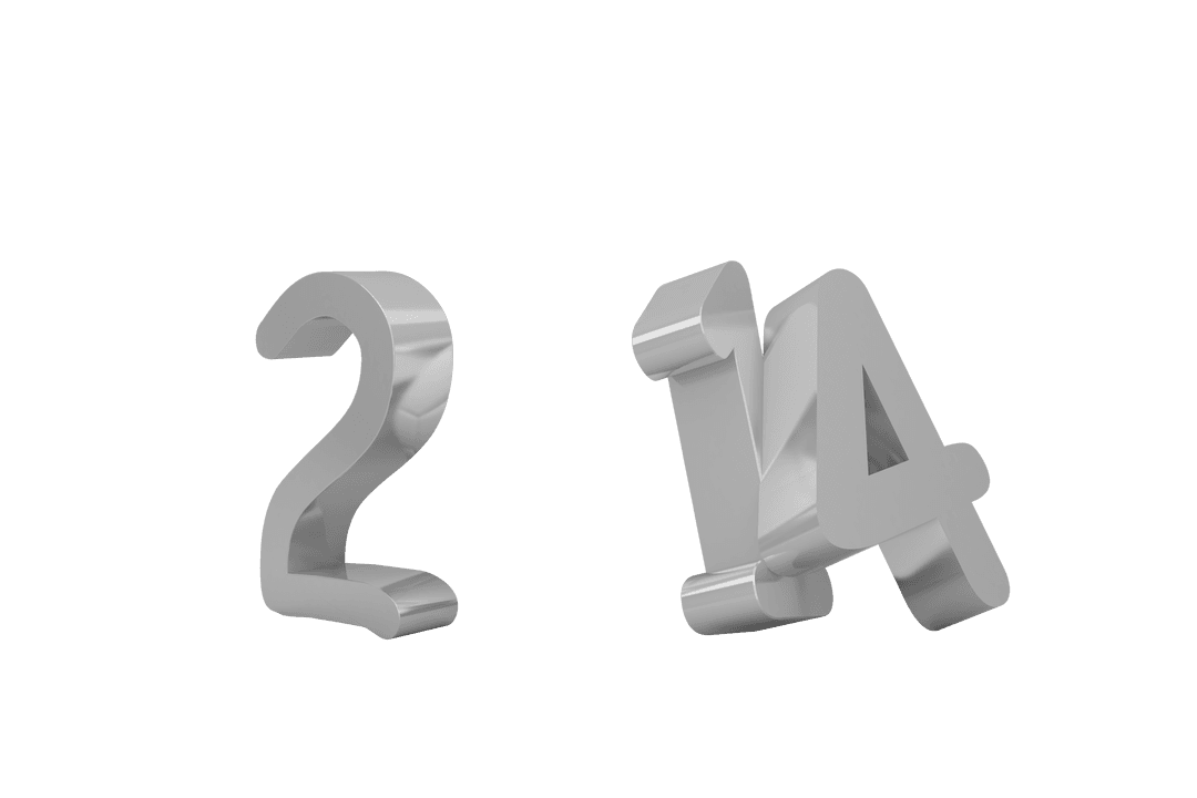 Minimalist 3D 214 on Transparent Background for New Year Celebrations