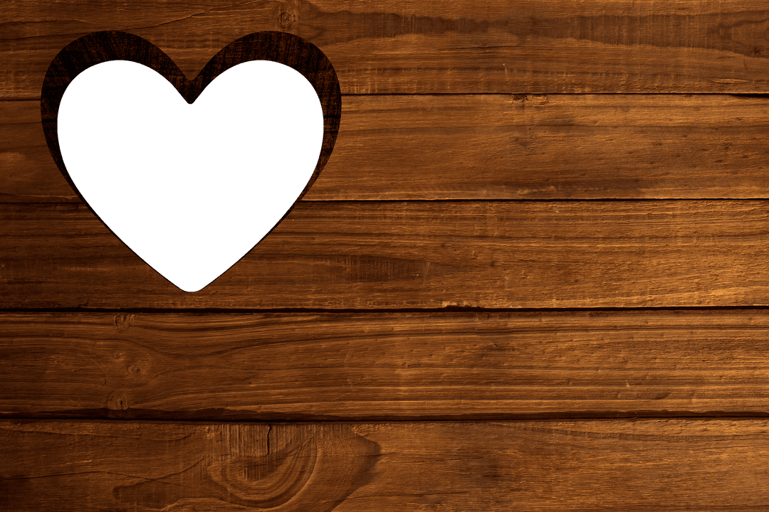 Rustic Heart-shape Transparent Design on Wooden Background