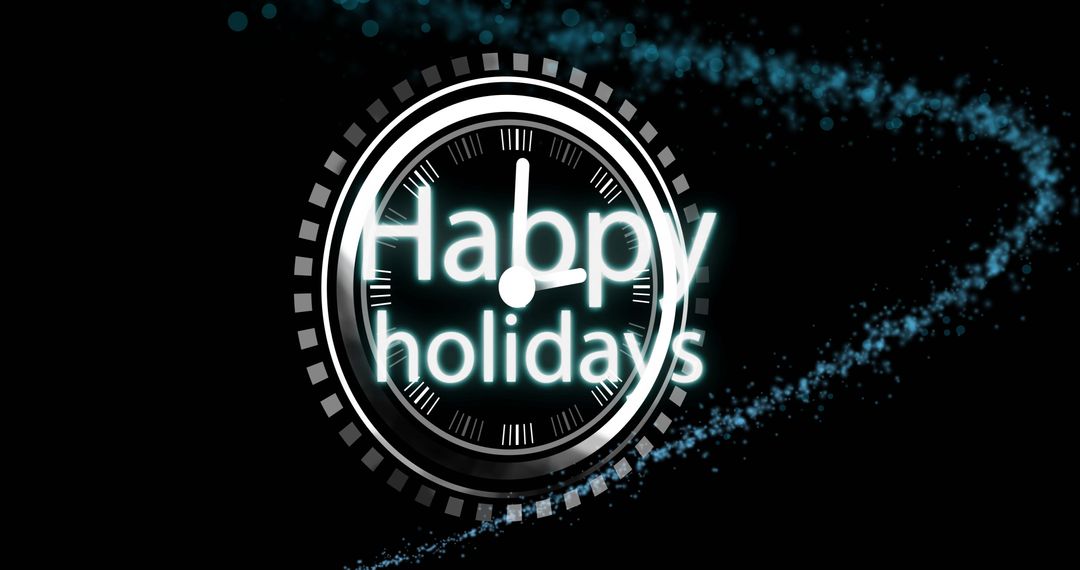 Midnight Holiday Countdown Concept with Futuristic Clock