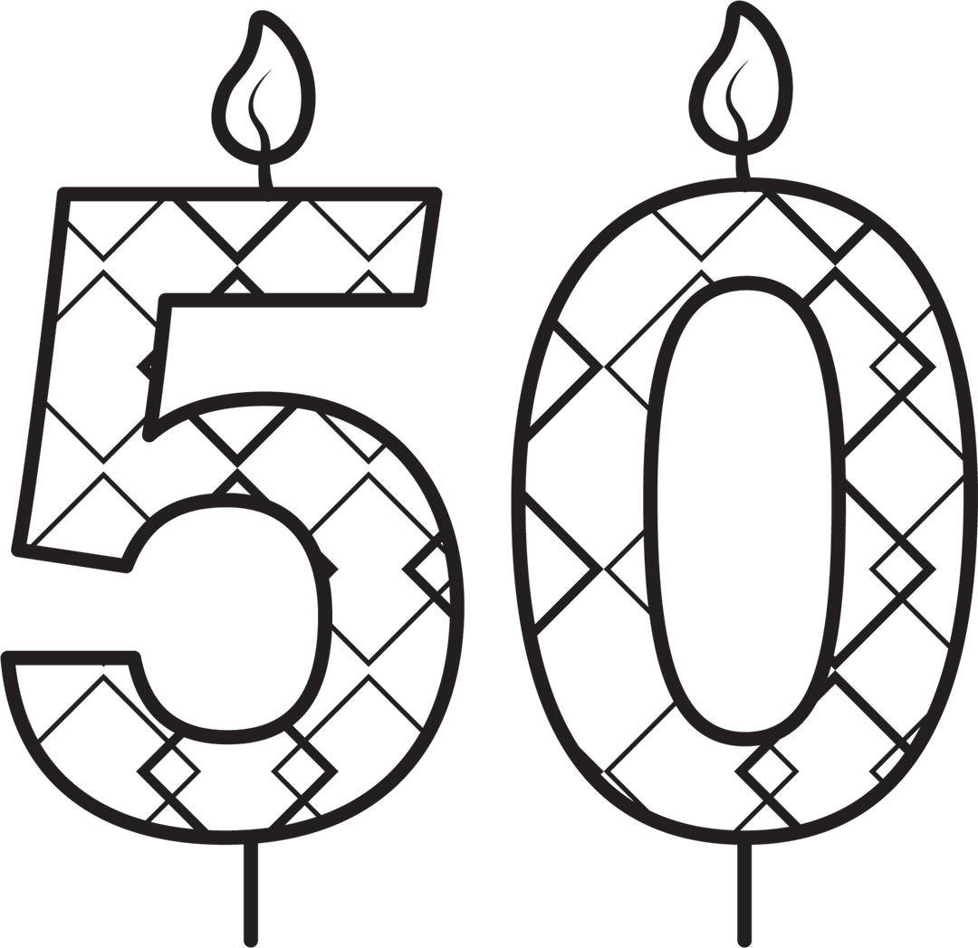 Black Birthday Candle Number 50 with Pattern Transparent Background PNG - Download Free Stock Images Pikwizard.com