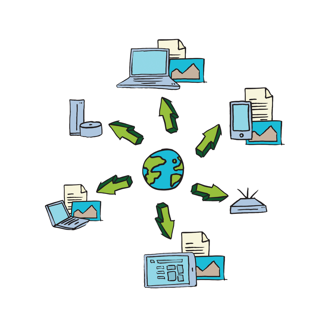 Global Digital Media Connectivity on Transparent Background