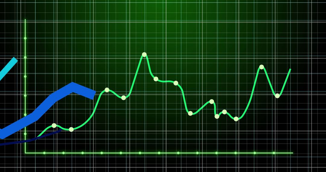 Financial Graph Analysis on Green Grid Background