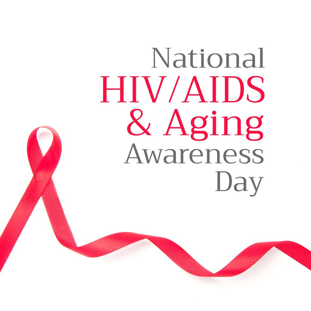 National HIV AIDS Aging Awareness with Red Ribbon Symbol