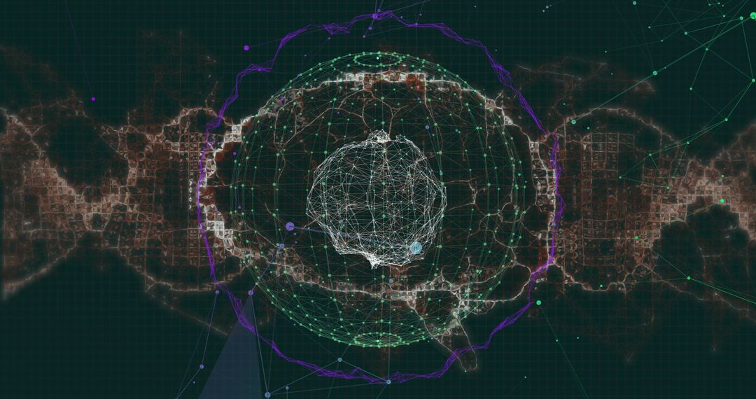 Sphere of Digital Connection: Data Rings and Nodes on Futuristic Grid