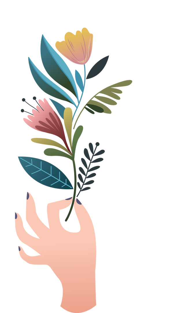 Hand Holding Colorful Flowers Illustration on Transparent Background - Download Free Stock Images Pikwizard.com